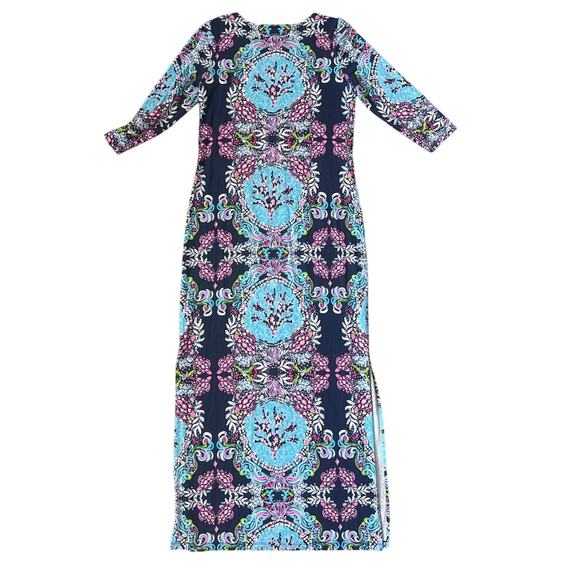 Lilly Pulitzer Morgann Maxi Dress in High Tide Navy Mermaid Size Medium - Picture 4 of 10